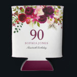 Burgundy Floral Boho 90th Birthday Party Can Cooler<br><div class="desc">Burgundy Floral Boho 90th Birthday Party Can Cooler

See matching collection in Niche and Nest Store</div>