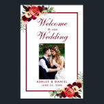 Burgundy Floral Boho Wedding Welcome Photo Poster<br><div class="desc">Watercolor Burgundy Marsala Floral Boho Wedding Welcome Photo Poster</div>