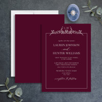 Burgundy Floral Border Monogram Wedding