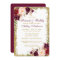 Burgundy Floral Bridal Shower Brunch Invite Gold B