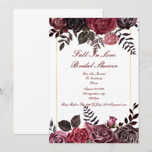 Burgundy floral bridal shower invitation
