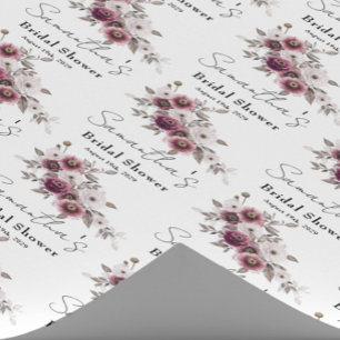 Burgundy Floral Bridal Shower Wrapping Paper