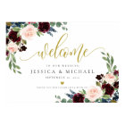 Burgundy Floral calligraphy Wedding Welcome Sign
