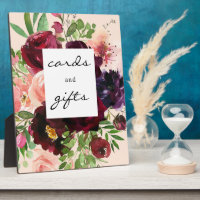 Burgundy Floral Cards & Gifts Sign Easel - Pink