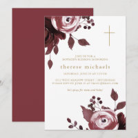 Burgundy Floral Cross Christian Mother's Blessing