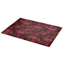 Burgundy Floral Cutting Board - Modern Glass Board