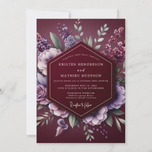 Burgundy Floral Dream Wedding Invitation
