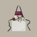 Burgundy floral elegant antler botanical  apron<br><div class="desc">Rustic foliage,  floral and stag antlers home personalise gift apron set. With beautiful watercolor foliage,  white,  burgundy,  pale pink,  navy blue and sage green florals,  stag antlers,  this modern rustic set will look classy in your home and great reminder of your special day.</div>