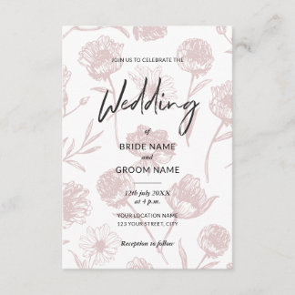Burgundy Floral Elegant Illustration Wedding Invitation