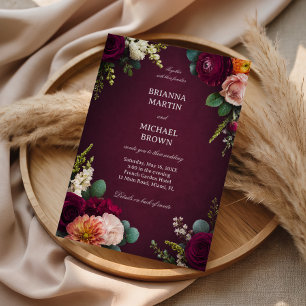 Burgundy Floral Elegant Invitation