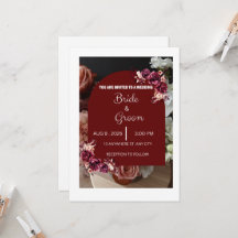Burgundy Floral Elegant Modern Wedding