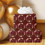 Burgundy Floral Elegant Peony Monogram Wedding Wrapping Paper<br><div class="desc">Beautiful burgundy red floral wedding wrapping paper featuring a gorgeous watercolor peony flower wreath pattern with the couple's names personalised in the circles. An elegant wedding wrapping paper for an autumn occasion.</div>