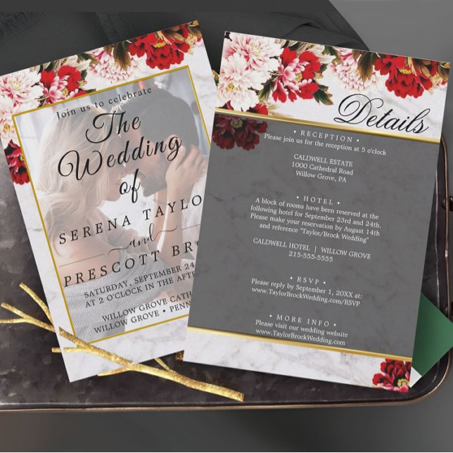 Burgundy Floral Elegant Vellum Wedding Invitation (Creator Uploaded)