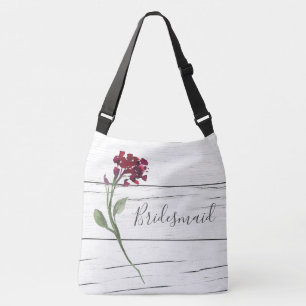 Burgundy Floral Elegant Watercolor Bridesmaid Crossbody Bag