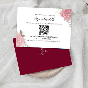 Burgundy Floral Elegant Wedding RSVP Enclosure Card