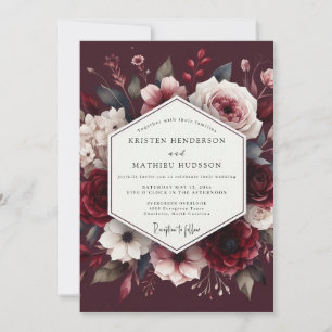Burgundy Floral Embrace Wedding Invitation