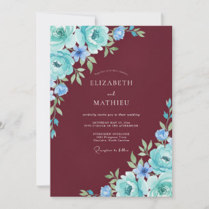 Burgundy Floral Enchantment Wedding Invitation