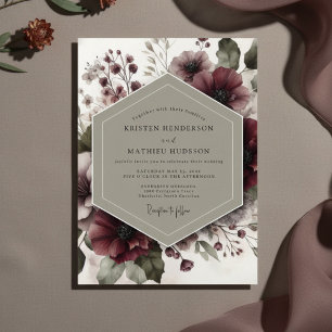 Burgundy Floral Ethereal Wedding Invitation