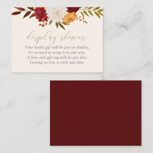 Burgundy Floral Fall Baby Shower Display Shower Enclosure Card