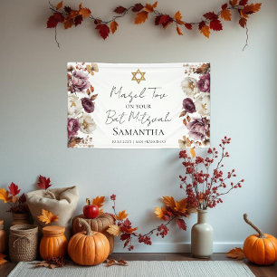 Burgundy Floral Fall Bat Mitzvah Banner