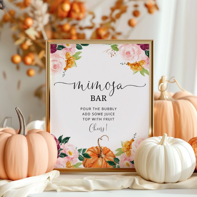 Burgundy floral fall mimosa bar poster (Creator Uploaded)