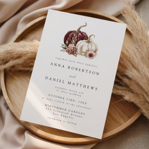 Burgundy Floral Fall Wedding Invitation
