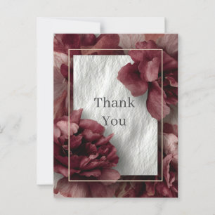 Burgundy Floral Faux Texture Thank You Card