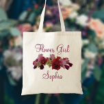 Burgundy Floral Flower Girl Wedding Tote Bag<br><div class="desc">Just add the name of your Flower Girl,  Bridesmaid or Groomsmaid to this beautiful burgundy floral crown wedding tote. Perfect for popping all her thank you gifts in!</div>