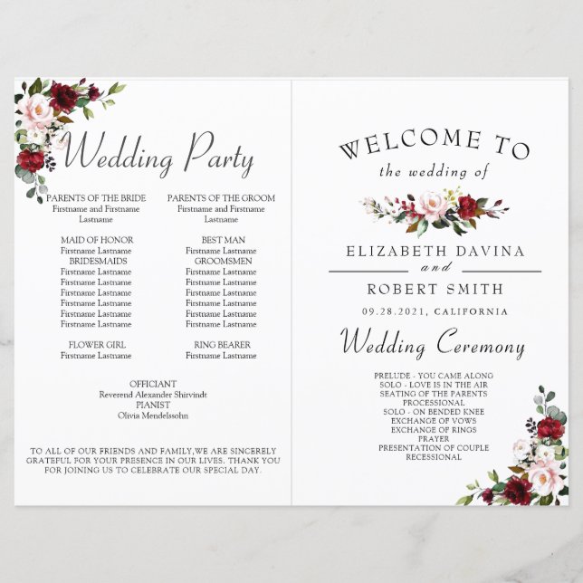 Burgundy Floral Geometric Romantic Watercolor (Front)