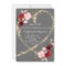 burgundy floral & glitter heart, wedding invite 