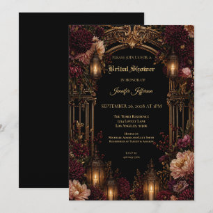 Burgundy Floral Gothic Bridal Shower invitation