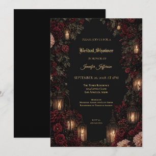 Burgundy Floral Gothic Bridal Shower invitation