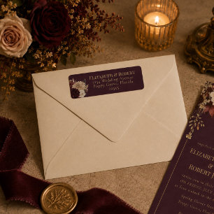 Burgundy Floral Gothic Wedding Address Label