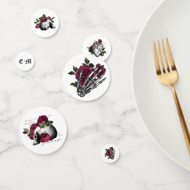 Burgundy Floral Gothic Wedding Confetti (Group)