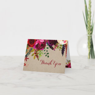 Burgundy Floral Graduation Thank you note 3979 Card