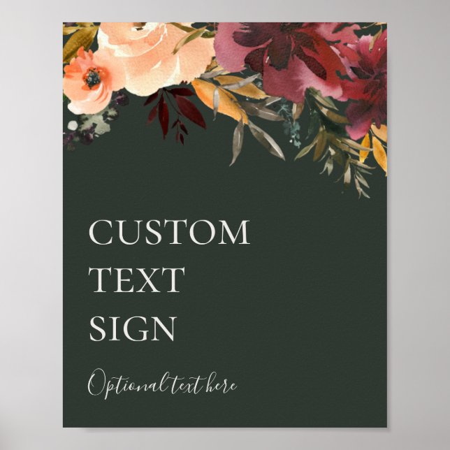 Burgundy Floral | Green Cards and Gifts Custom Poster (Front)