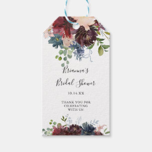 Burgundy Floral Greenery Bridal Shower Gift Tags