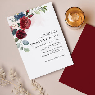 Burgundy Floral Greenery Bridal Shower Invitation