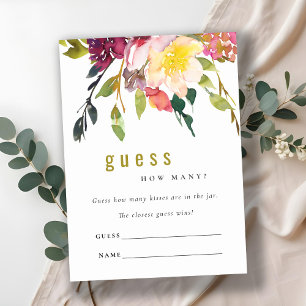 Burgundy Floral Guess How Many Kisses Game Card