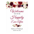 Burgundy Floral Happily Ever After Wedding Sign