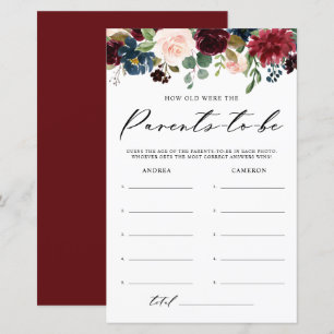 Burgundy Floral How Old Were The Parents Baby Game