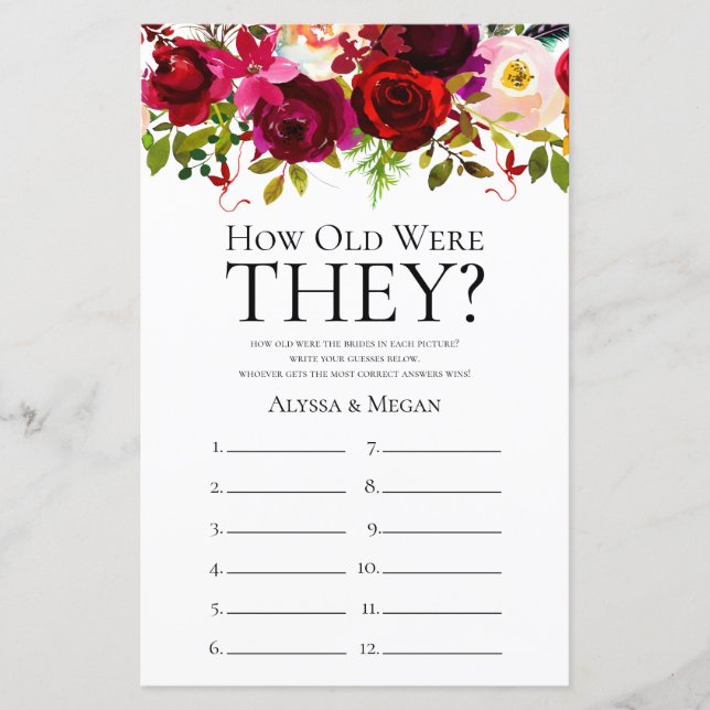 Burgundy Floral How Old Were They LGBTQ (Front)