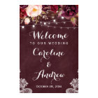 Burgundy Floral Lights Lace Wedding Welcome Sign