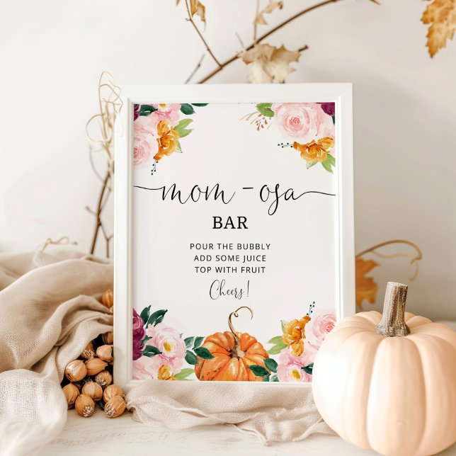 Burgundy floral little pumpkin Mom-osa bar Poster (Creator Uploaded)