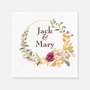 Burgundy Floral Monogram Napkin