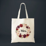 burgundy floral MRS. bride Tote Bag<br><div class="desc">floral design and text</div>