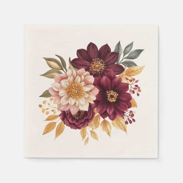 Burgundy Floral Napkin (Front)