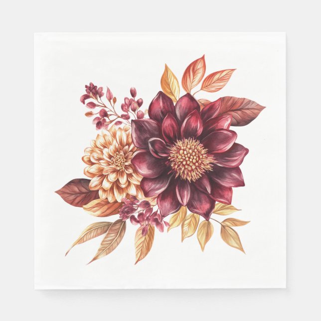 Burgundy Floral Napkin (Front)
