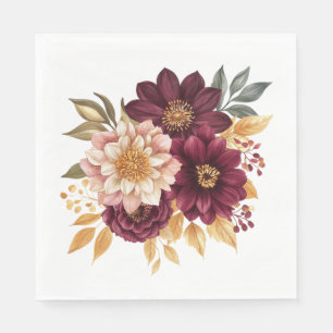 Burgundy Floral Napkin