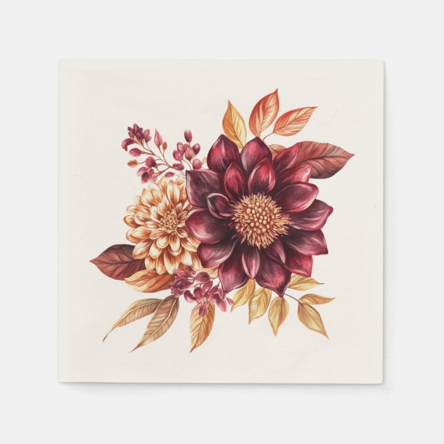 Burgundy Floral Napkin (Front)